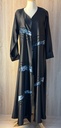 Cashew Velvet & stones strips black Abaya 