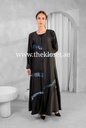 Cashew Velvet & stones strips black Abaya 