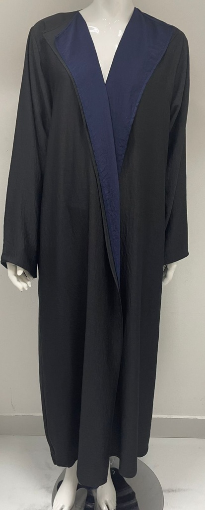 Black abaya Enhanced with a Vibrant Blue Overlay