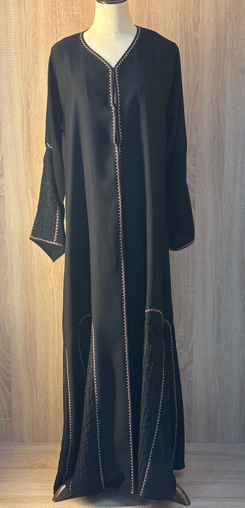 Chic Black Abaya With Delicate Embroidery