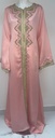 Peach Pink Long Dress With Golden Embroidery Design