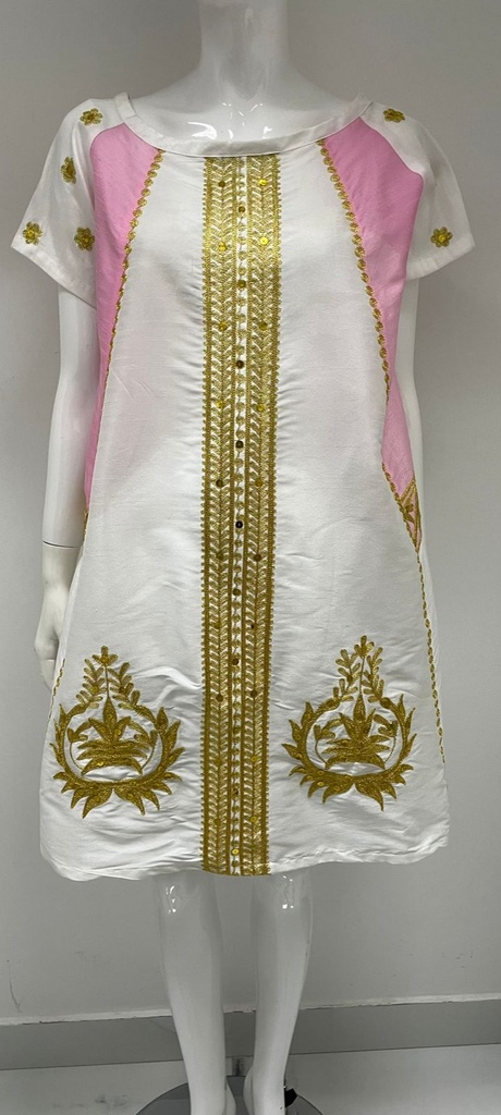 Traditional golden embroidered short dress