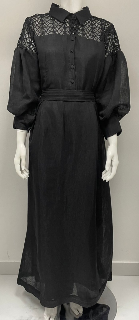 Chic black abaya with lace detailing