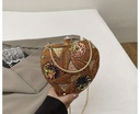 Sequinsed heart shape chain clutch 