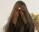 Elegant long tail velvet bow hair pin