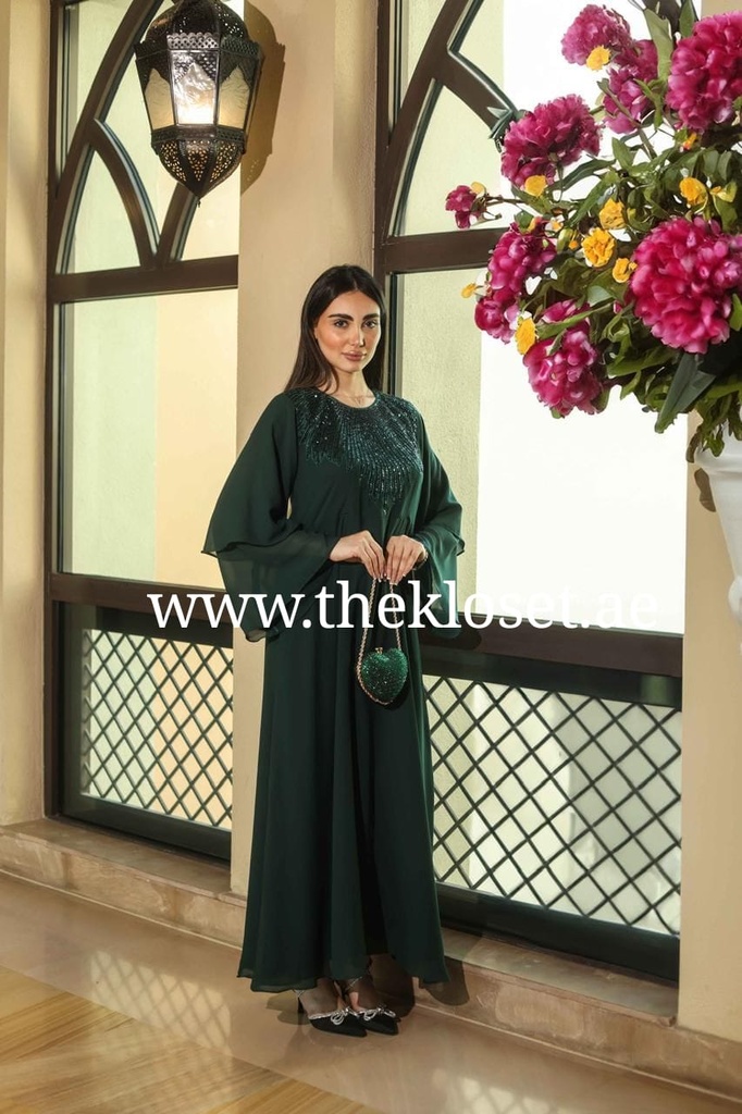  Elegant Sequins Dark Green Dress