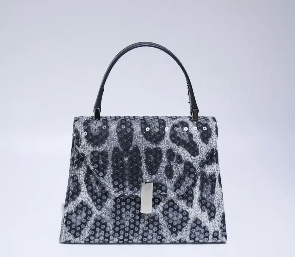 Elegant leopard print sequins bag 