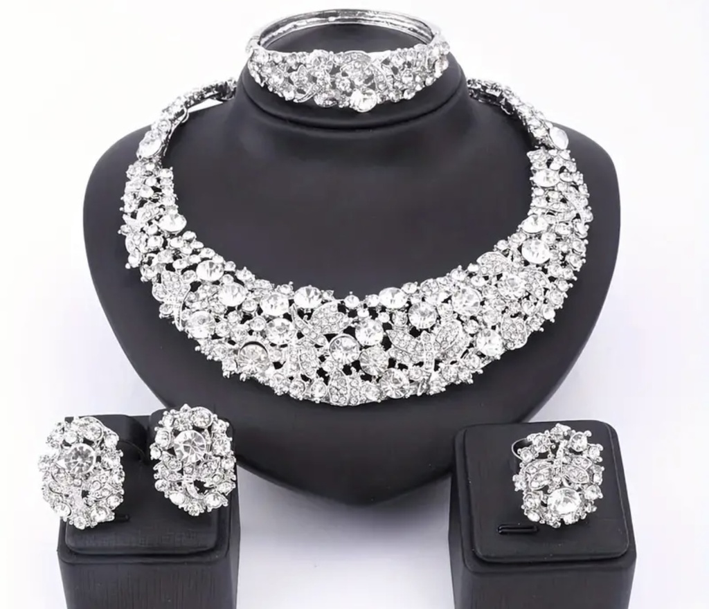 Wedding luxurious crystal jewelary set 