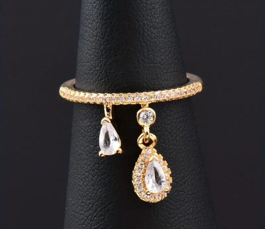 Droplet sliver plated zircon ring