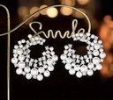 Rhinestones & pearls circular earrings 