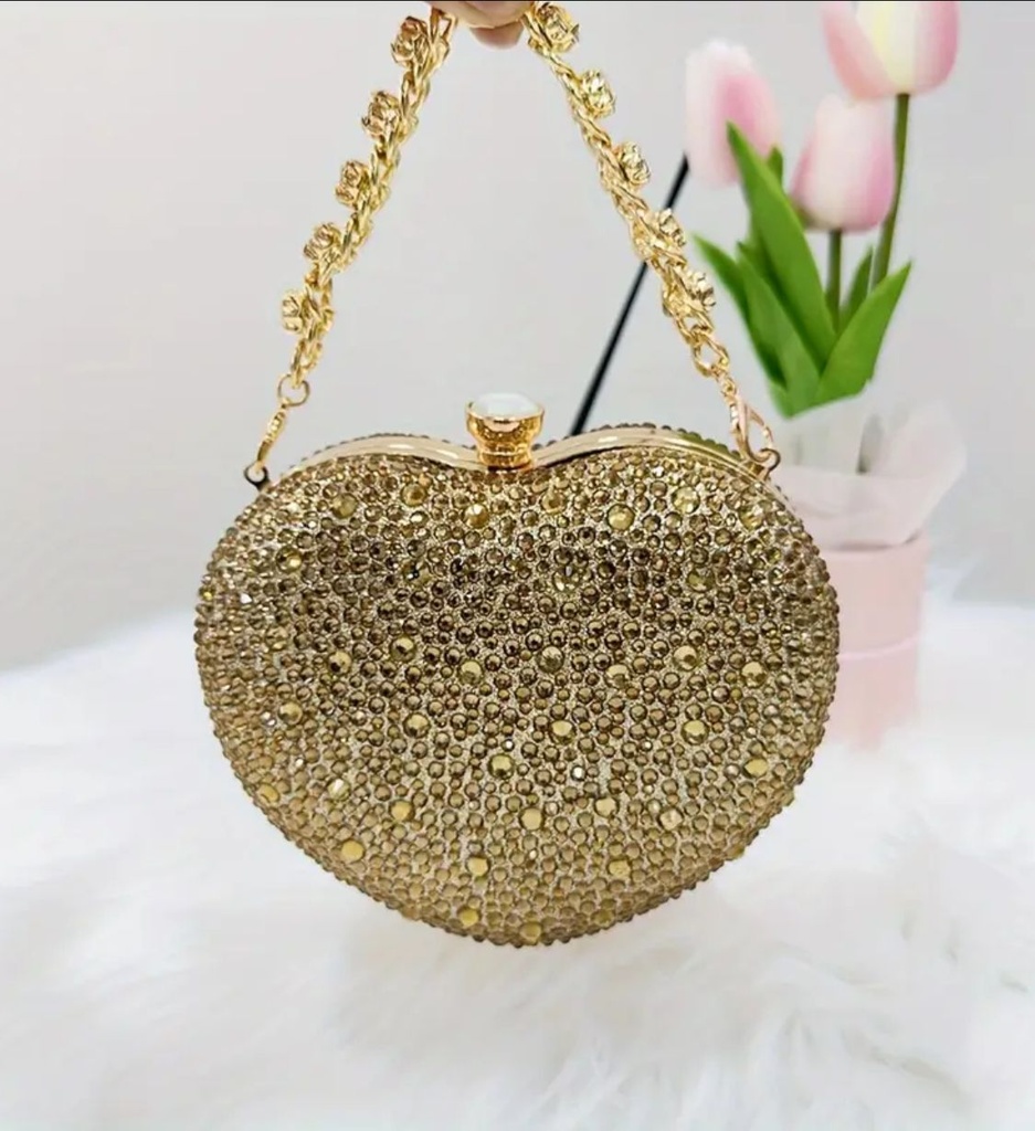 Elegant Heart-Shaped Rhinestone Bag
