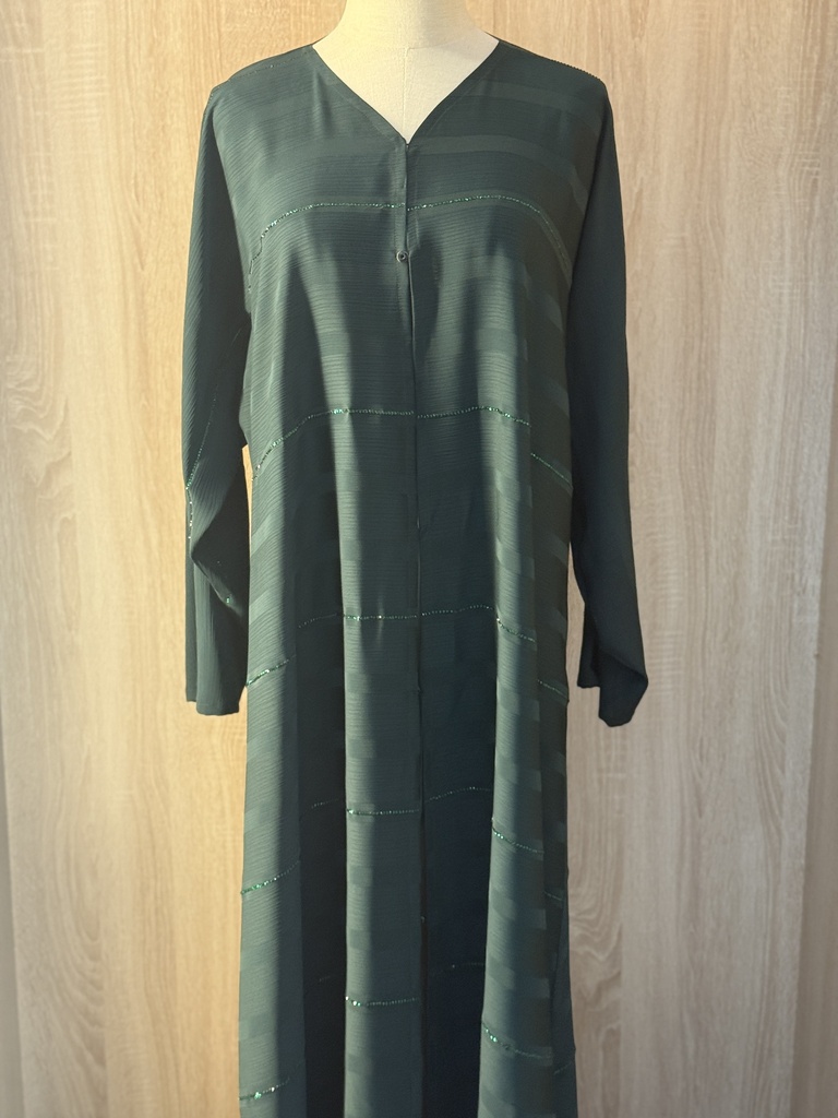 Green hand beaded Fancy silky Abaya 