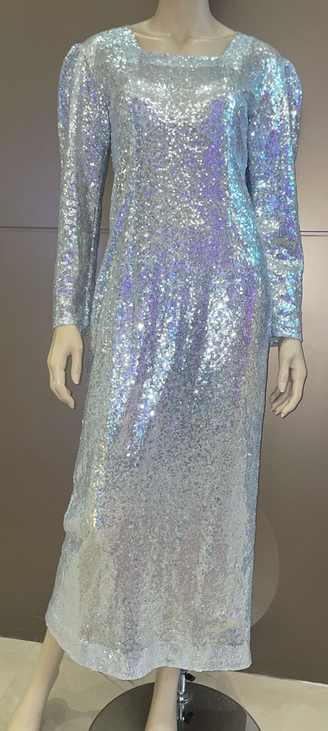  Elegant Sequins Silver Evening Dress