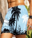 Men's Tropical Palm trees blue Beach Shorts  