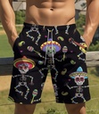 Men's Mexican skeletal black Beach Shorts  