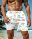 Men's Turtles White double layer beach Shorts    