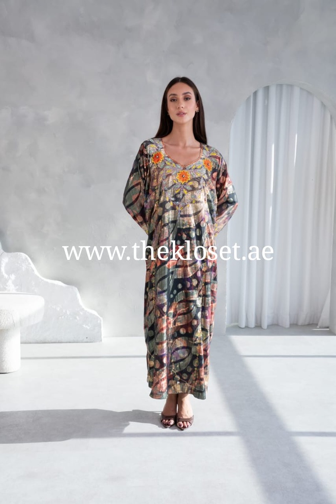 Amber Blossom Hand-Embroidered Luxe Dress