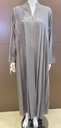 Elegant Grey Embellished Abaya with Intricate Designs