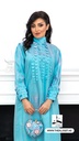Elegant Sky Blue Satin Dress with Circular Embellishments