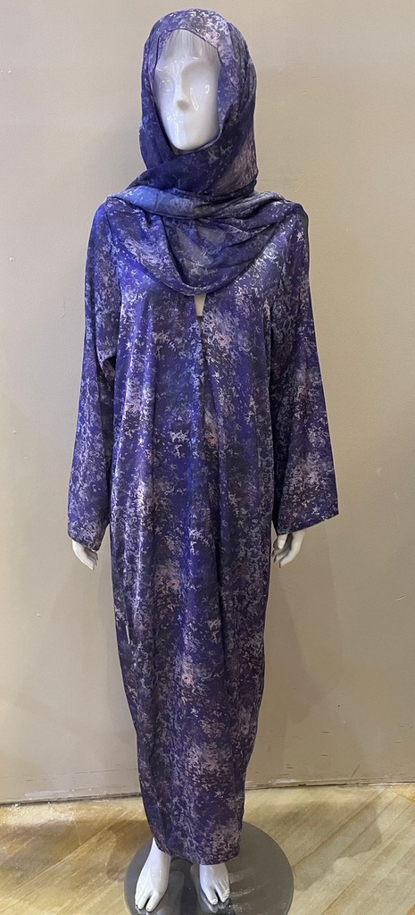 Chic Purple Abaya with an Artistic Marble Pattern