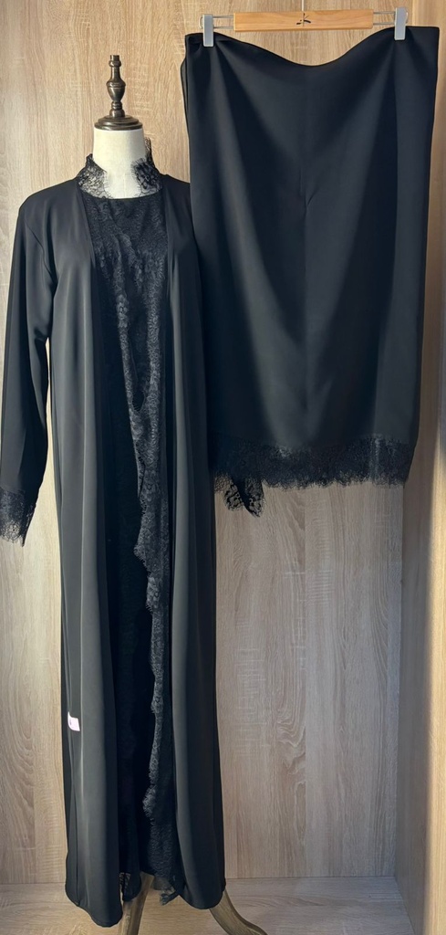 Black dress, abaya, and shaila