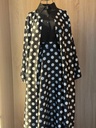 Classic black shirt and a white big polka dot skirt & reversible abaya 