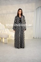 Classic black shirt and a white big polka dot skirt & reversible abaya 