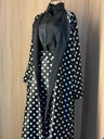 Classic black shirt and a white small polka dot skirt & reversible abaya 