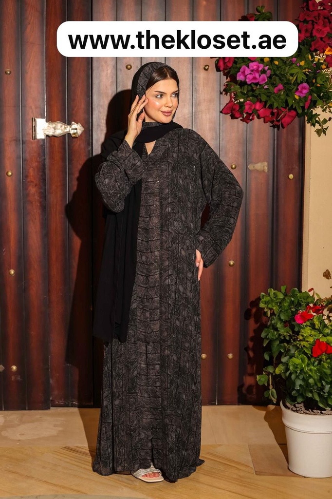 Elegant Patterned Abaya with Shaila
