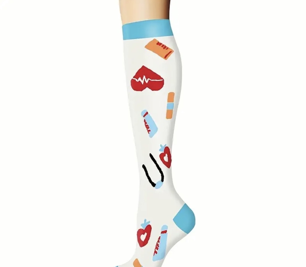 Medical themed compression socks