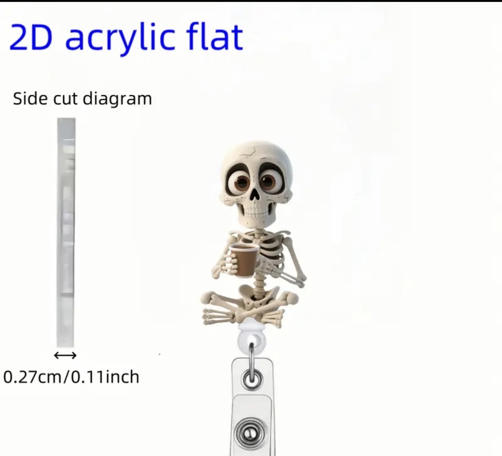 Coffee drinking skeleton ID Badge  