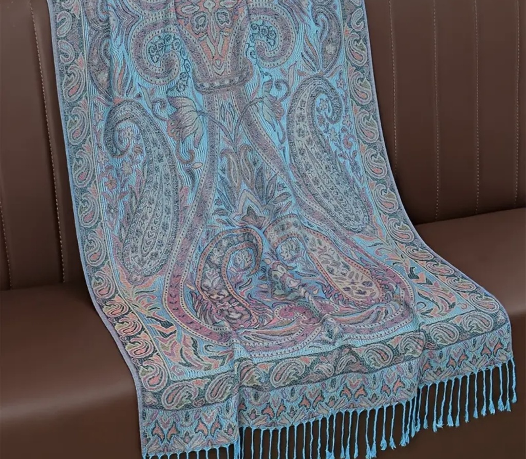 Blue Boho paisley shawl 