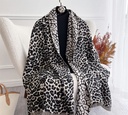 Leopard print fringed shawl 