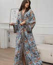 Bohemian floral bathrobe with waist tie