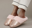 Plush shiny leather Slippers
