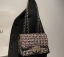 Luxury black Tweed Crossbody Bag 