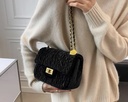 Luxury black corduroy camellia flower Crossbody Bag  