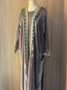 Velvet embroidered abaya -Taupe