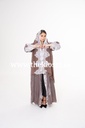 Velvet abaya with lace sleeves
