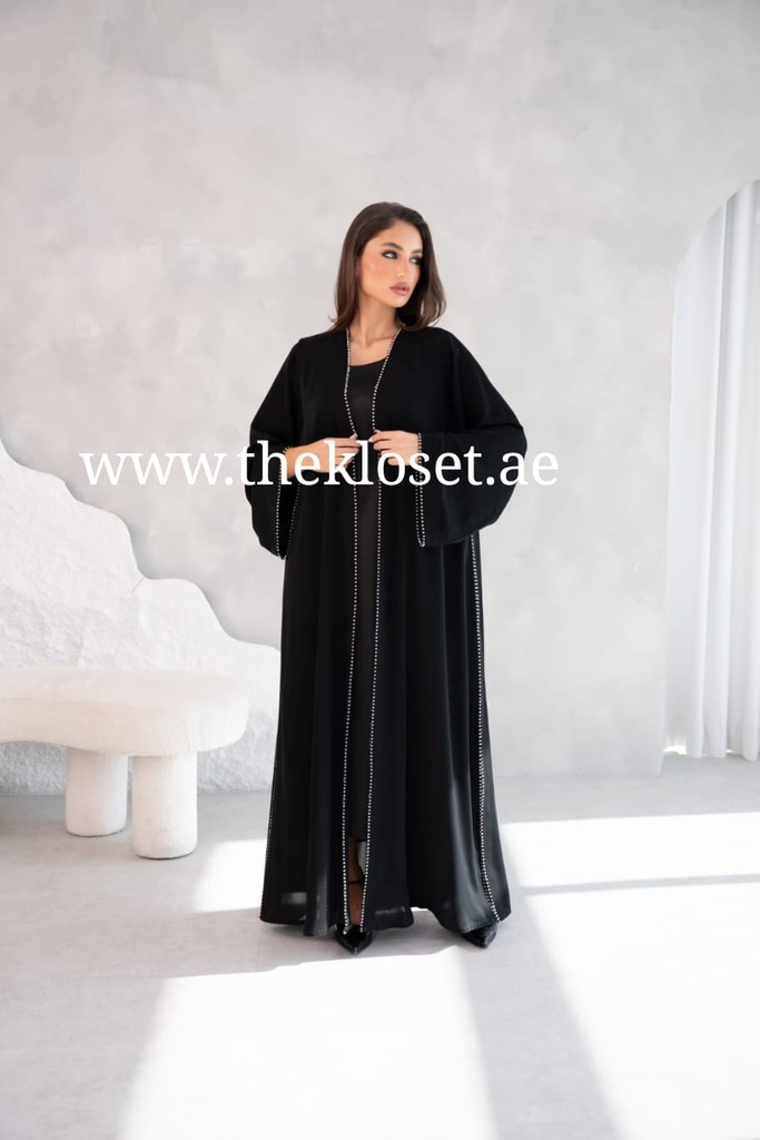 Elegant Black Beaded Abaya