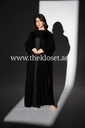Luxury Black Velvet Abaya with Lace Trim