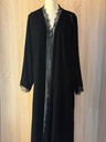 Luxury Black Velvet Abaya with Lace Trim
