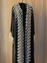 Elegance Abaya with White Flower Embroidery