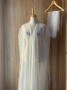 White Abaya Lace Open Style and Pearl Details