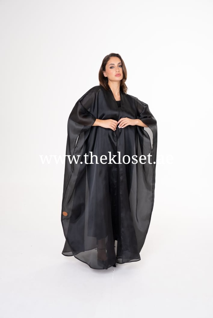  Chiffon Plain Black Abaya 