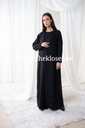 Chic Black Hand Made  Abaya With Flower Design