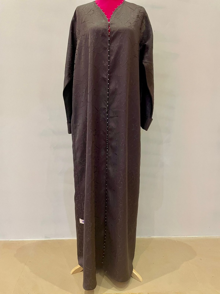 Beaded Button Open Abaya
