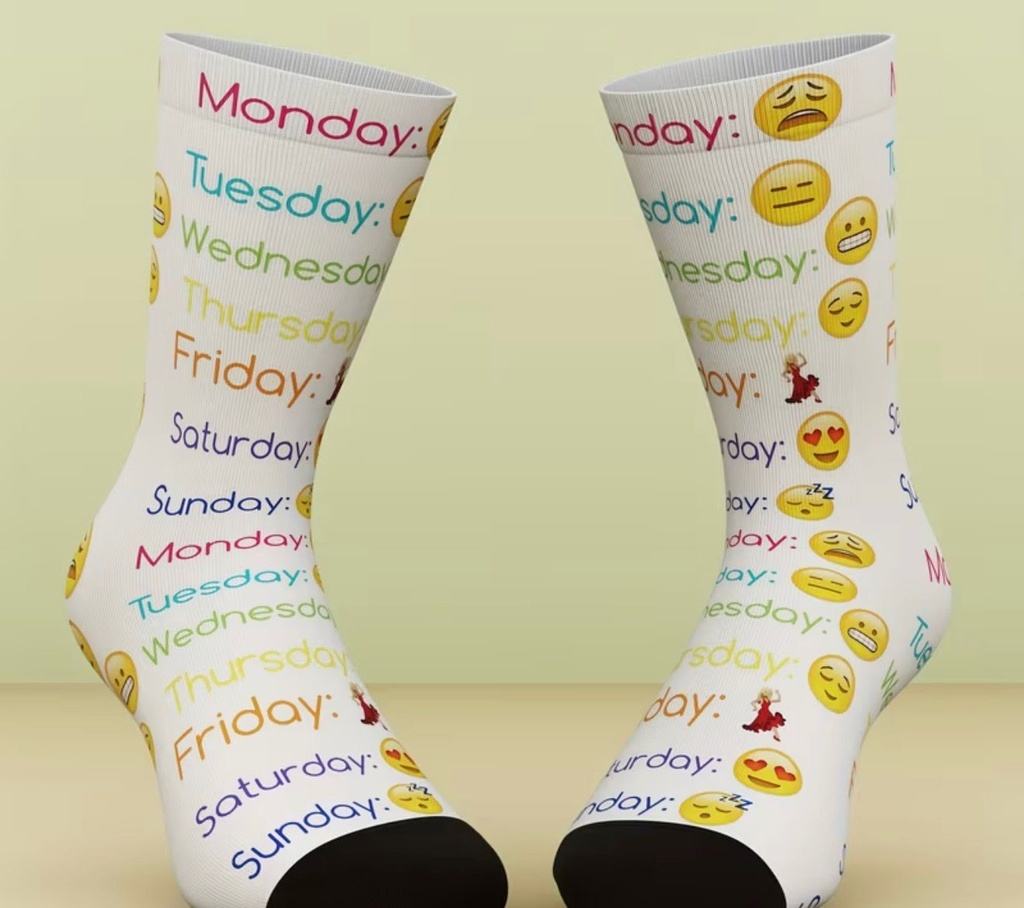  Weekly Emoji Faces Icon Socks