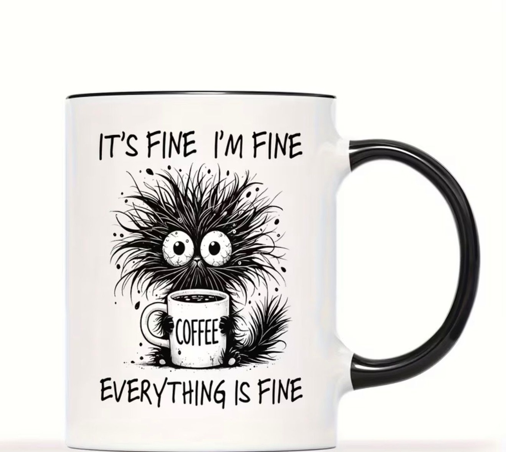 Positive Vibes Mug - Elegant Cartoon Design