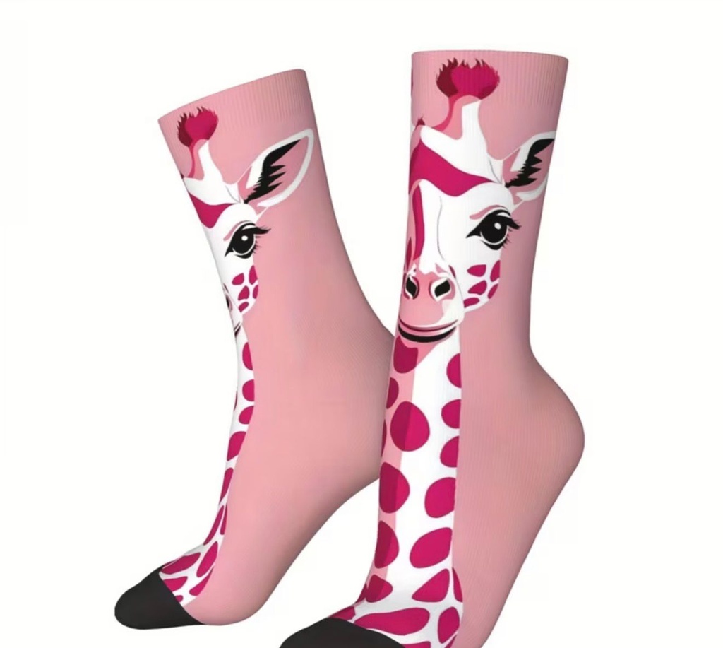 Giraffe Print Pink Socks – Unisex